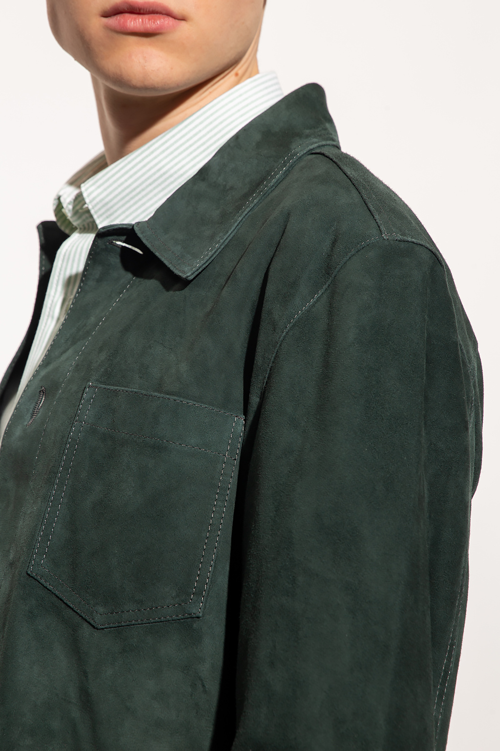 Men's Clothing Knitwear M3583831 - Green Suede jacket Ami Men's Clothing Knitwear M3583831 - Green Suede jacket Ami
